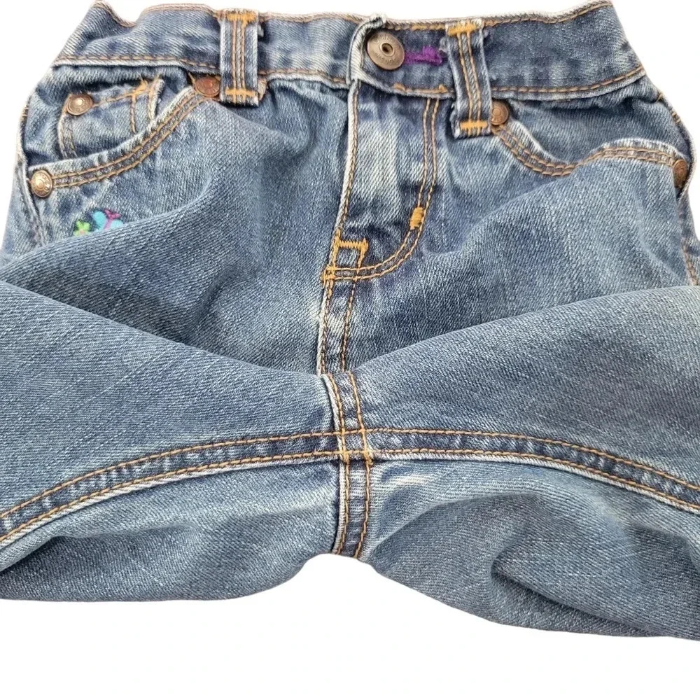 OshKosh Cotton Denim Embroidered Jeans Toddler Girl 24mo Cottagecore Boho